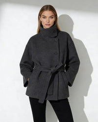 Marguerite | Women's Belted Funnel Neck Wool Coat