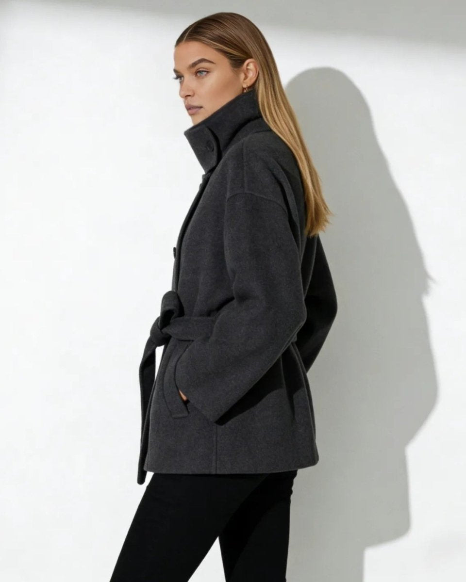 Marguerite | Women's Belted Funnel Neck Wool Coat