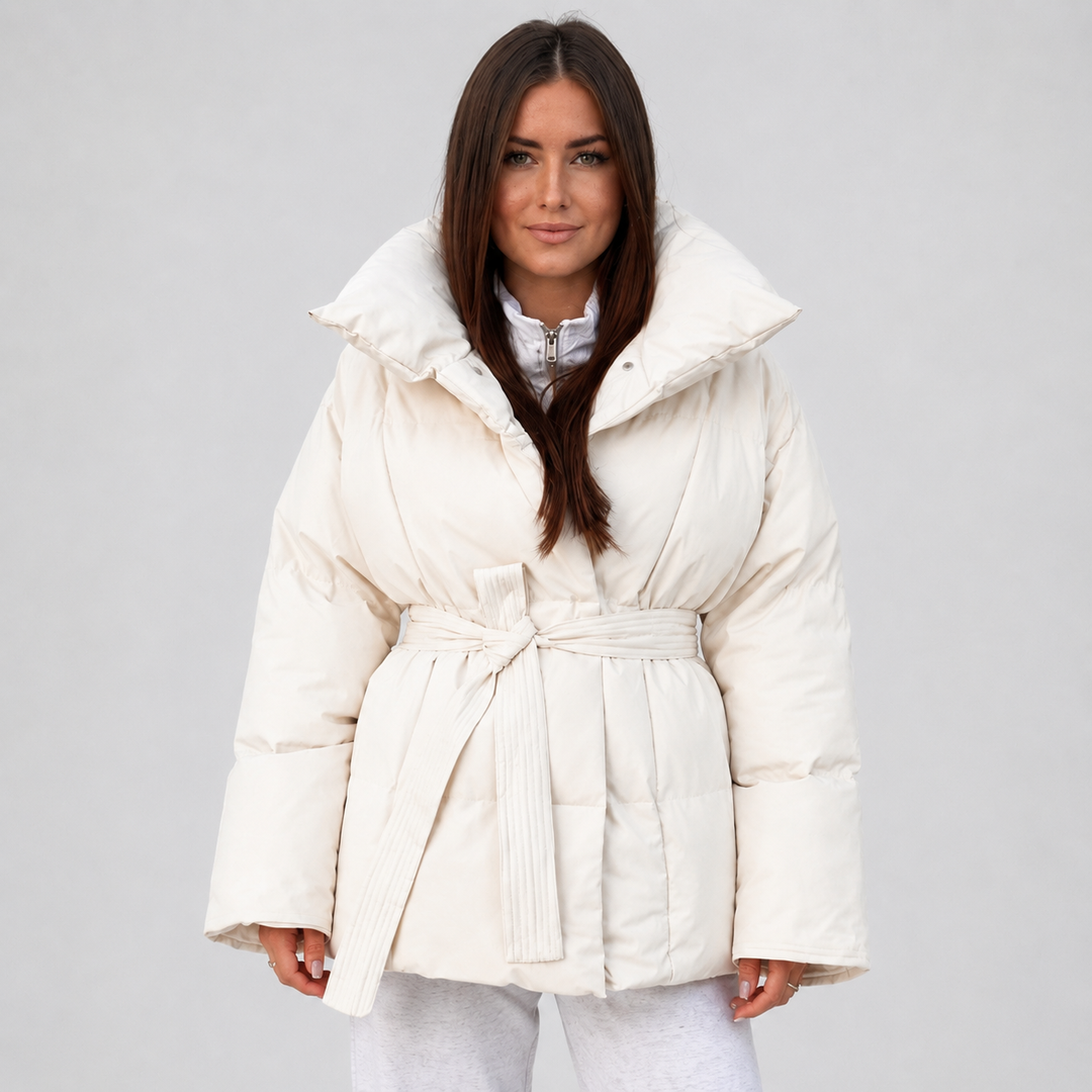 Noelle | Women's Belted Stand-Collar Puffer Coat