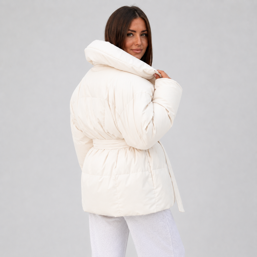 Noelle | Women's Belted Stand-Collar Puffer Coat