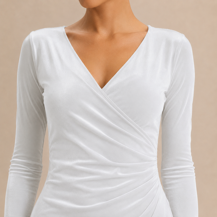 Valentina | Women's Ruched Velvet Wrap Dress