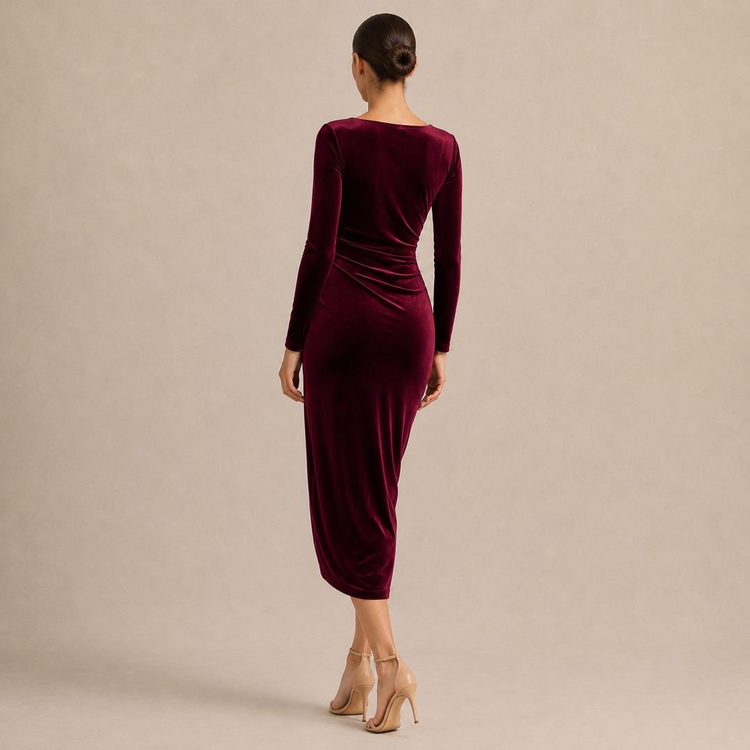 Valentina | Women's Ruched Velvet Wrap Dress