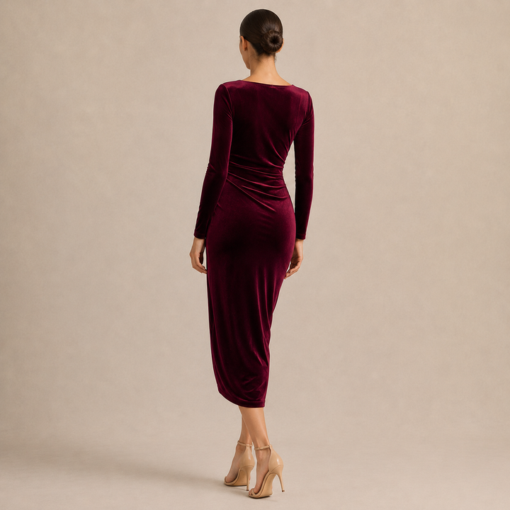 Valentina | Women's Ruched Velvet Wrap Dress