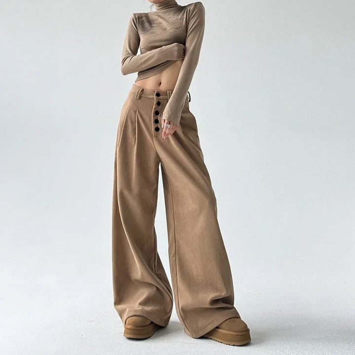 Giselle | Women's High-Rise Wide-Leg Corduroy Trousers