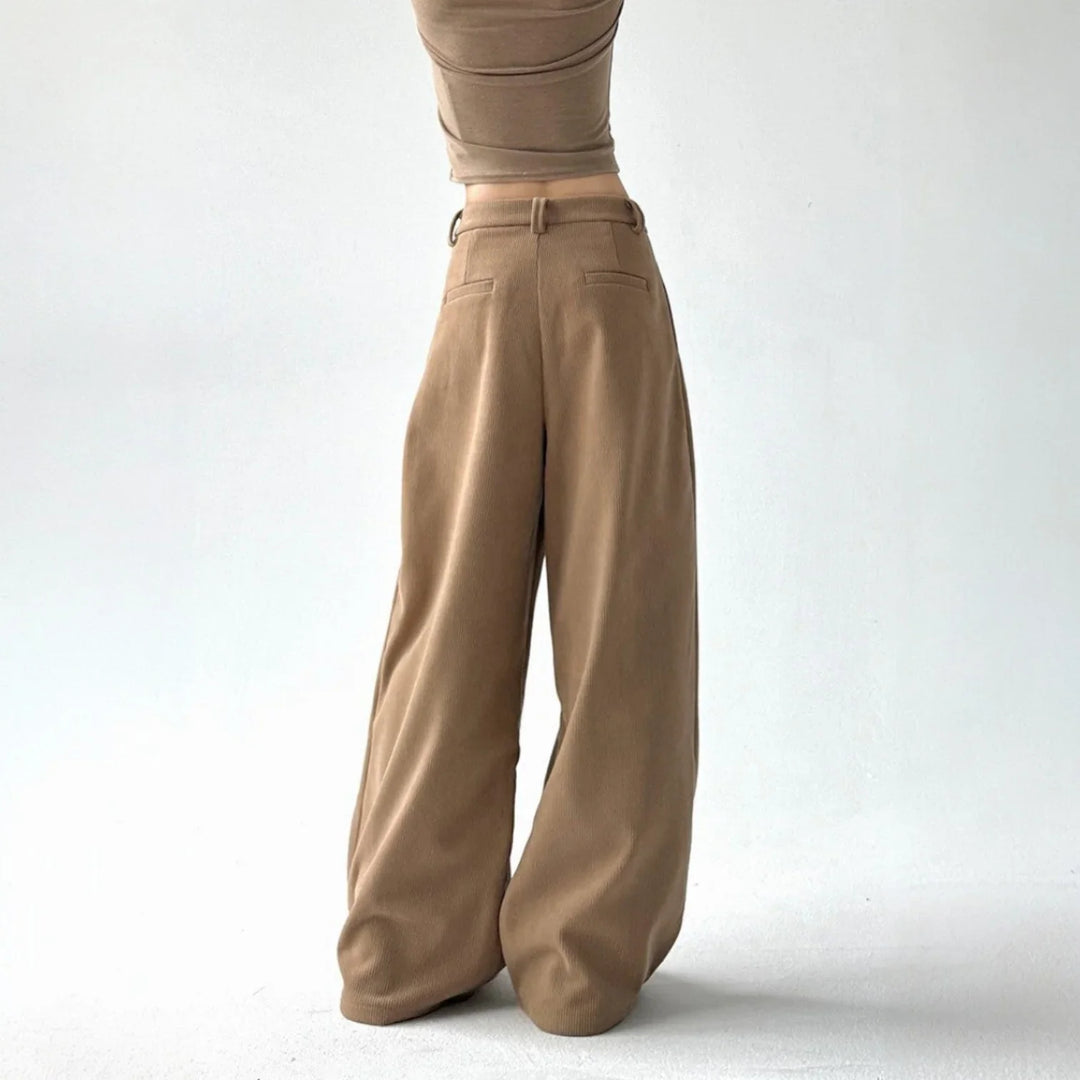 Giselle | Women's High-Rise Wide-Leg Corduroy Trousers