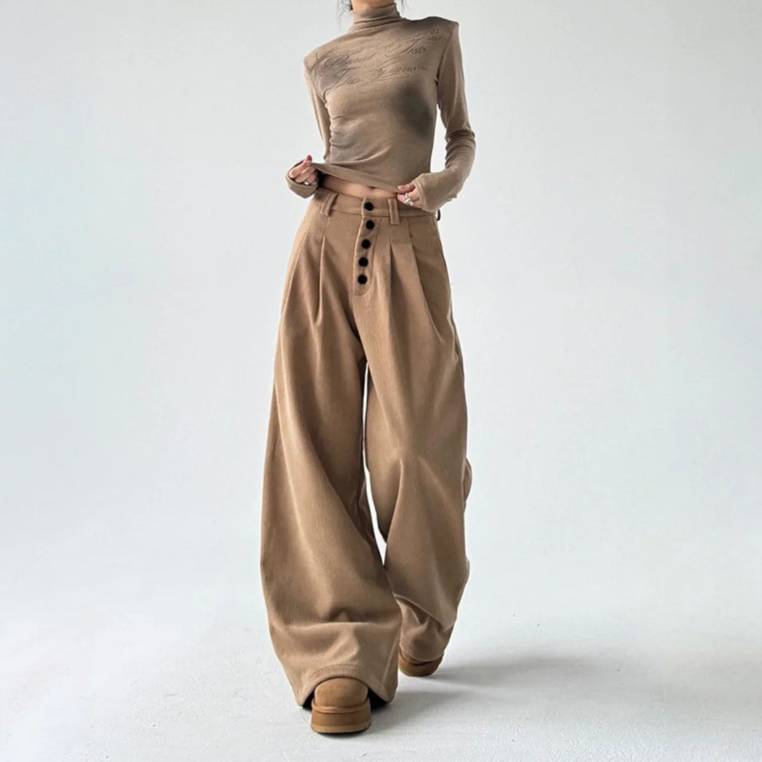 Giselle | Women's High-Rise Wide-Leg Corduroy Trousers