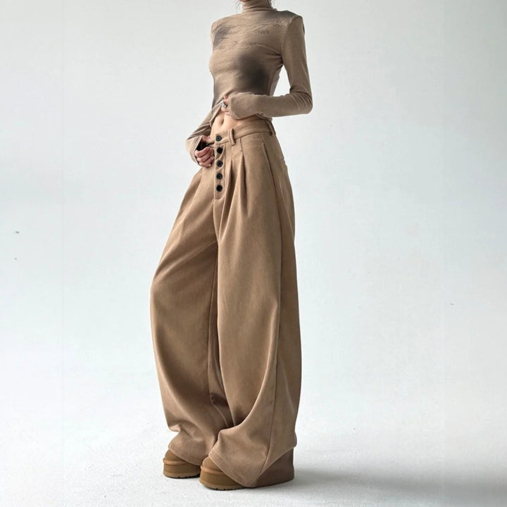 Giselle | Women's High-Rise Wide-Leg Corduroy Trousers