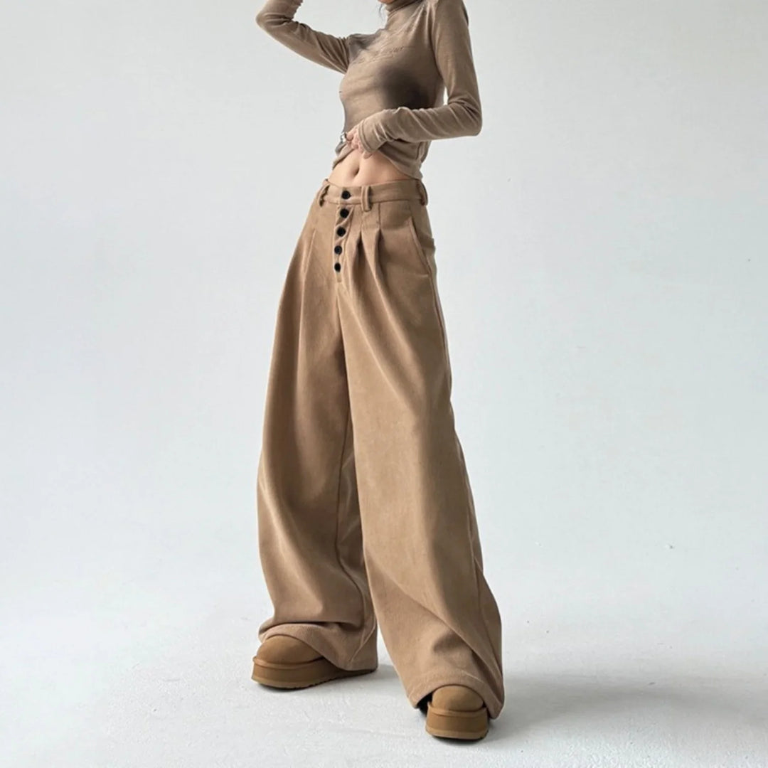 Giselle | Women's High-Rise Wide-Leg Corduroy Trousers