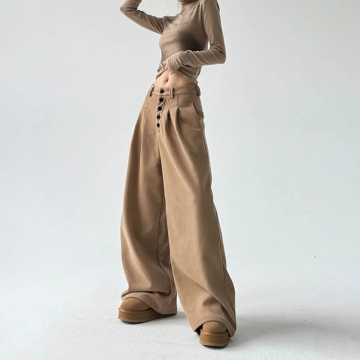 Giselle | Women's High-Rise Wide-Leg Corduroy Trousers