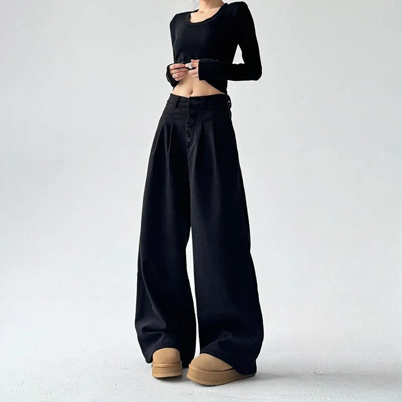 Giselle | Women's High-Rise Wide-Leg Corduroy Trousers