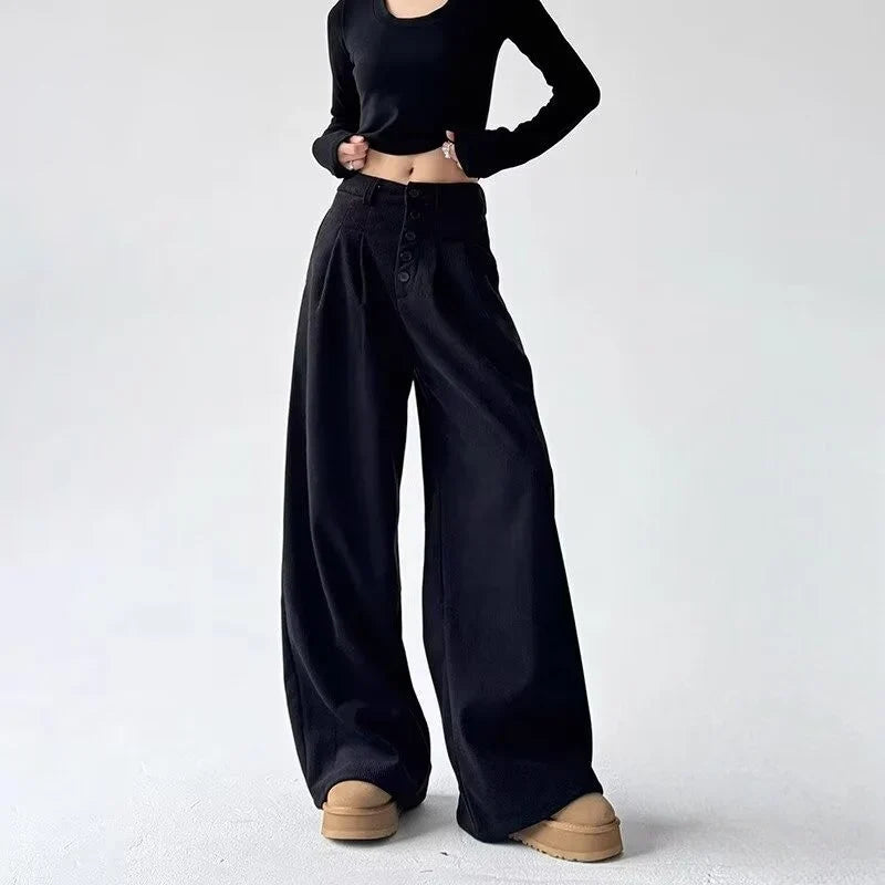 Giselle | Women's High-Rise Wide-Leg Corduroy Trousers