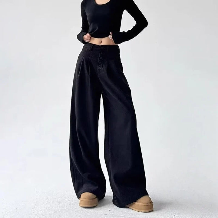 Giselle | Women's High-Rise Wide-Leg Corduroy Trousers