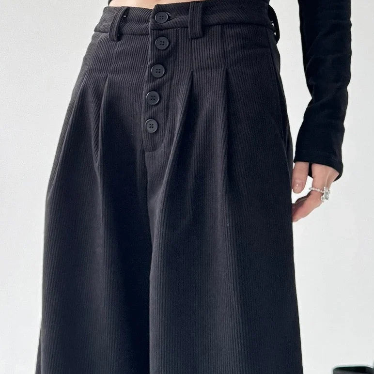 Giselle | Women's High-Rise Wide-Leg Corduroy Trousers