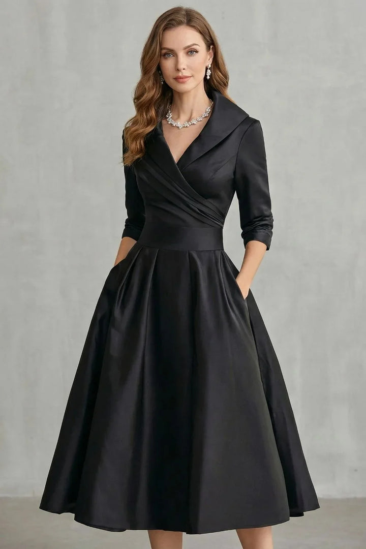 Arden | Women's Draped Collar Midi Dress