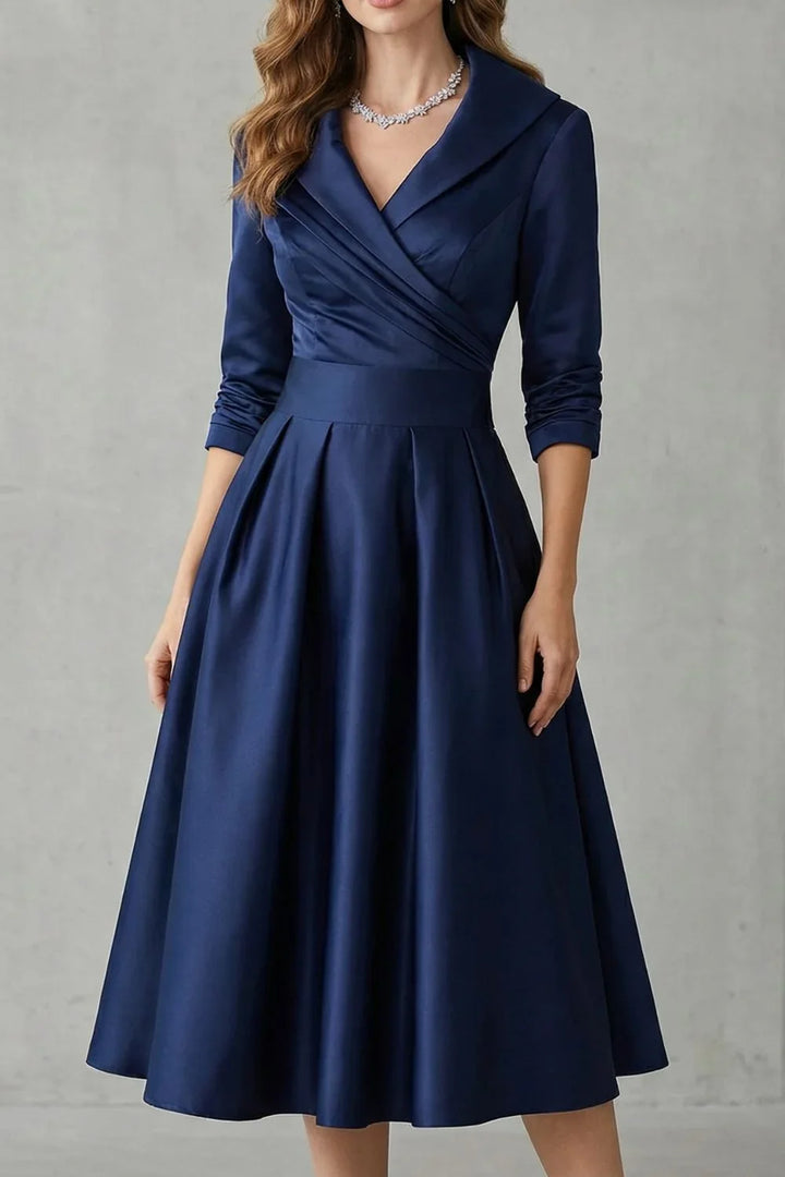 Arden | Women's Draped Collar Midi Dress