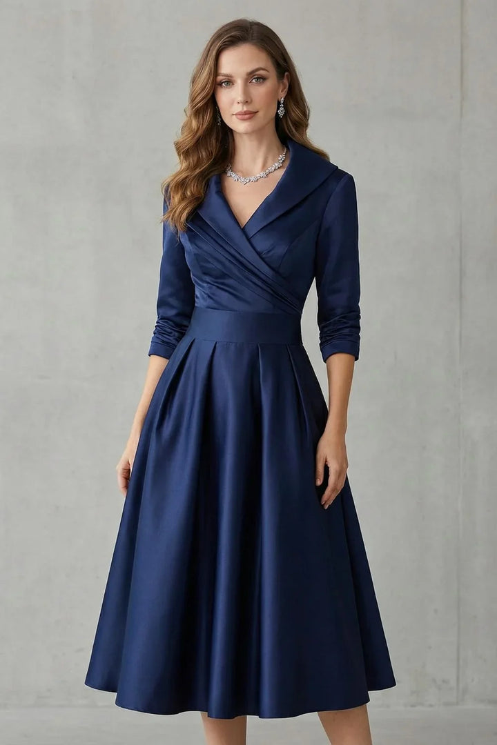 Arden | Women's Draped Collar Midi Dress