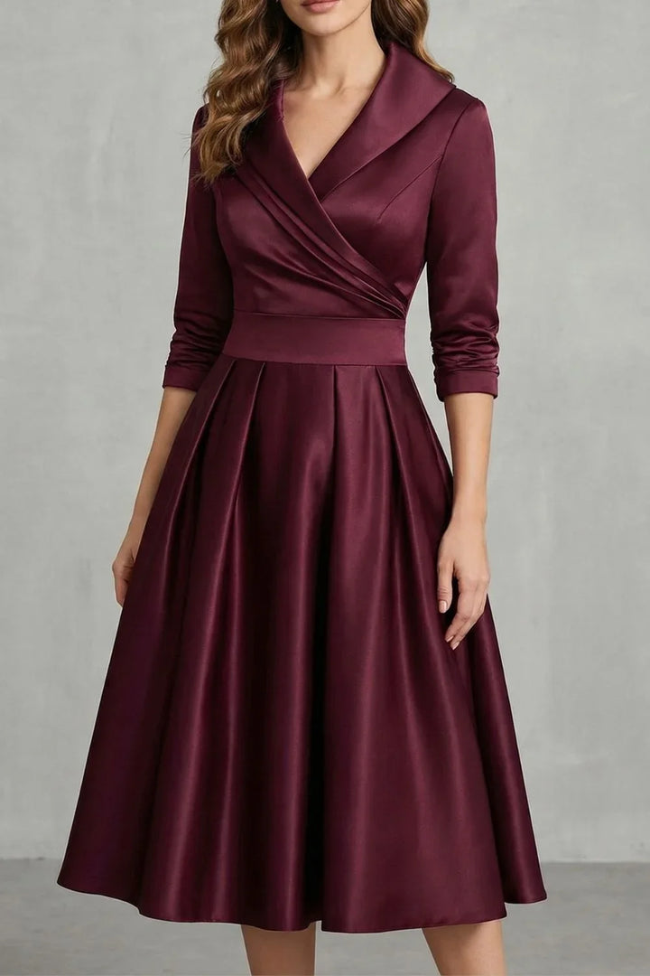 Arden | Women's Draped Collar Midi Dress