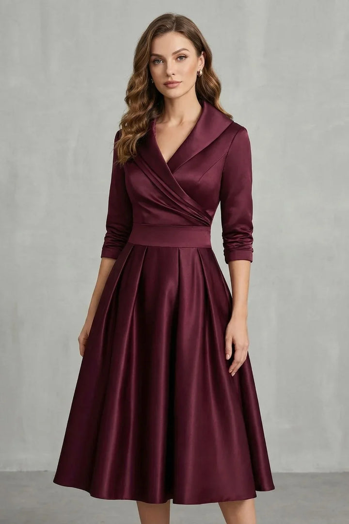 Arden | Women's Draped Collar Midi Dress