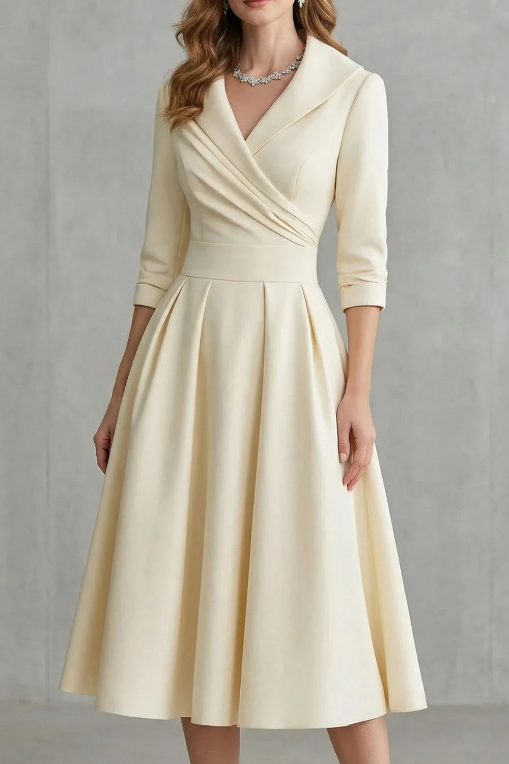 Arden | Women's Draped Collar Midi Dress