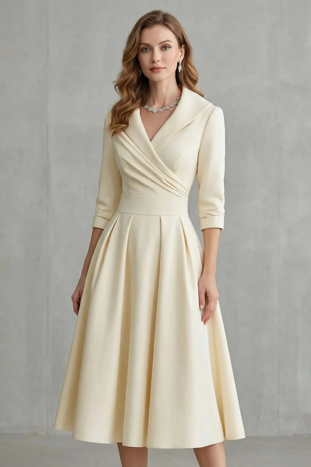 Arden | Women's Draped Collar Midi Dress