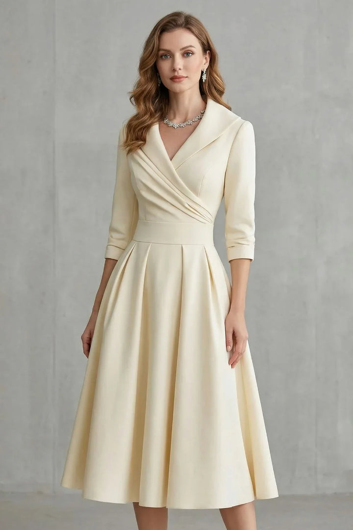 Arden | Women's Draped Collar Midi Dress