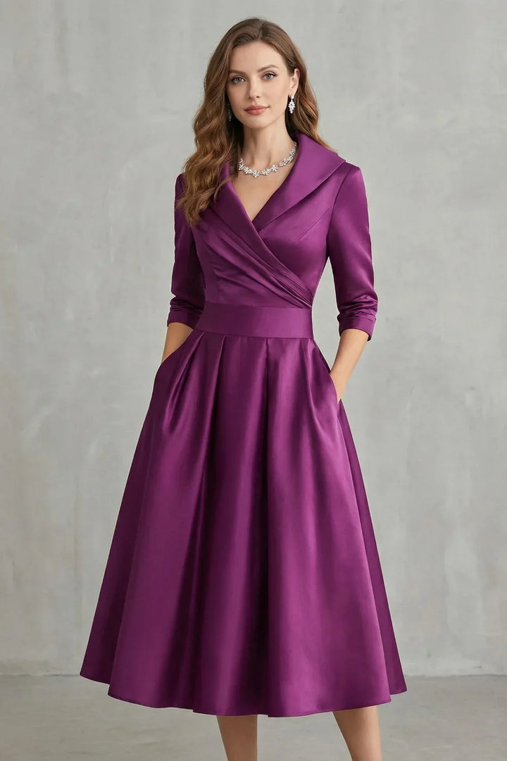 Arden | Women's Draped Collar Midi Dress