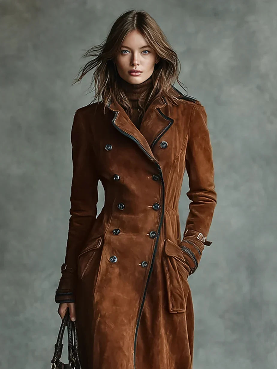 Greer | Women's Double Breasted Suede Trench Coat