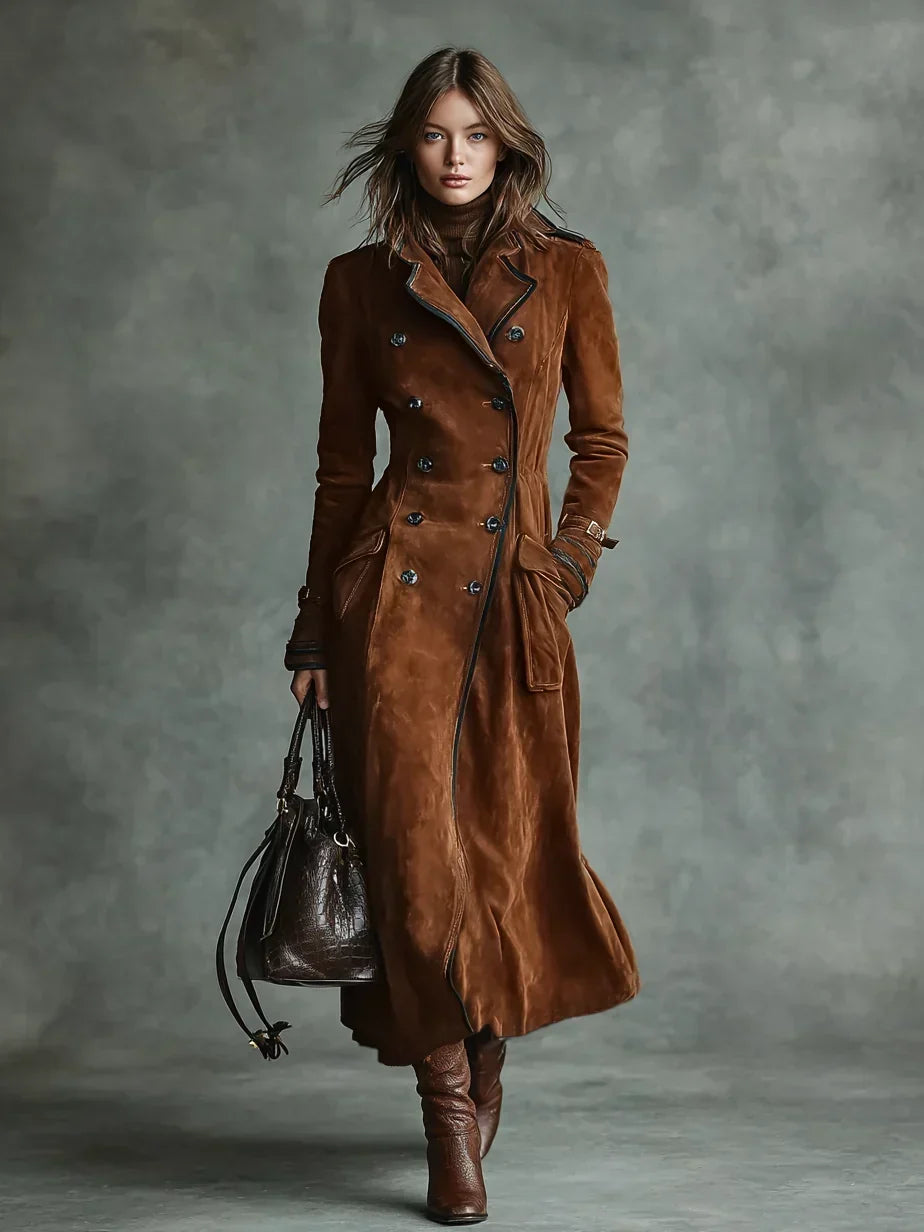 Greer | Women's Double Breasted Suede Trench Coat