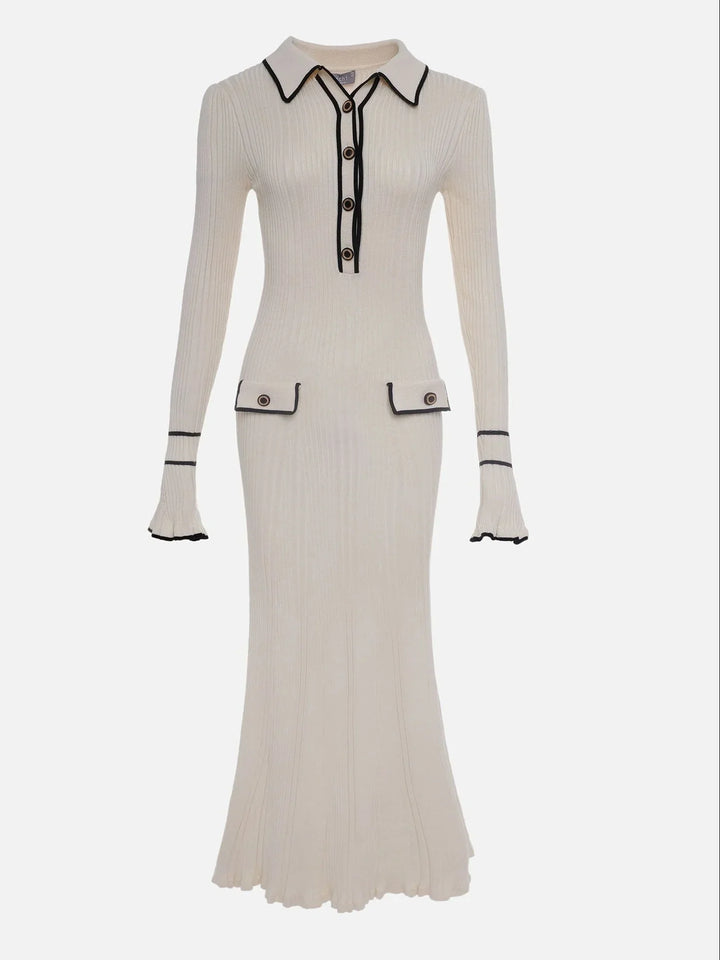 Blanche | Women's Ribbed Button Front Sweater Dress