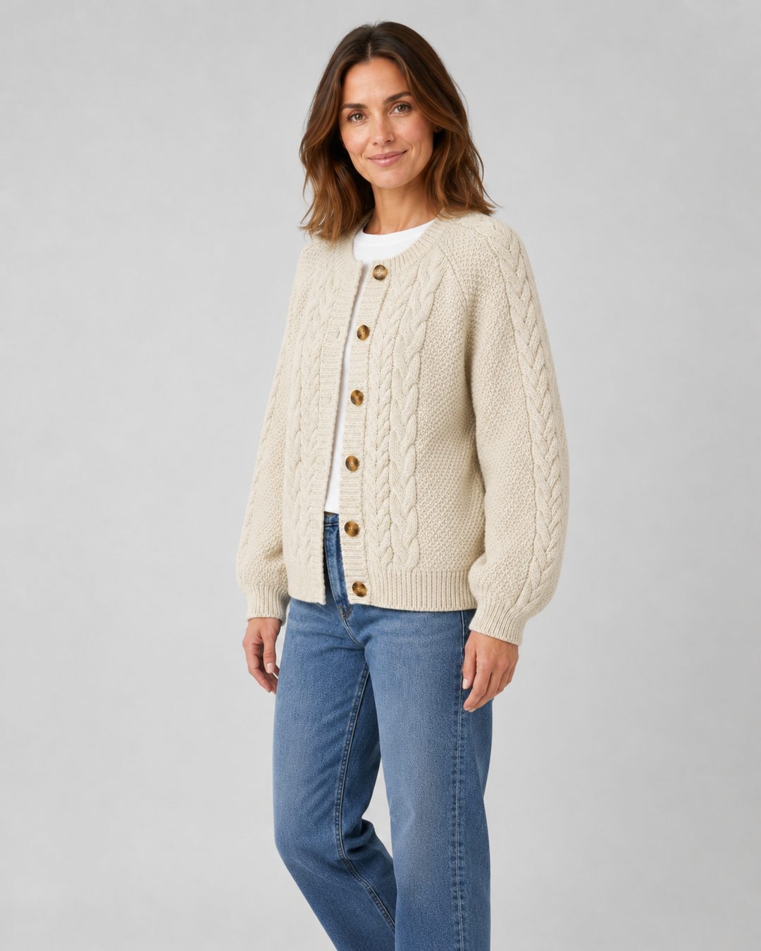 Maggie | Women's Cable Knit Button Front Cardigan
