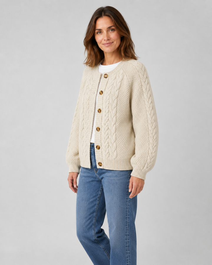 Maggie | Women's Cable Knit Button Front Cardigan