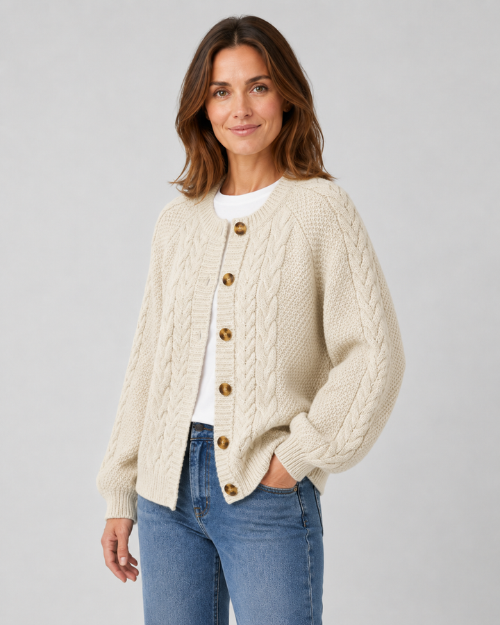 Maggie | Women's Cable Knit Button Front Cardigan