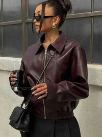 Cora | Women's Faux Leather Bomber Jacket