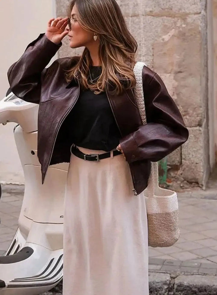 Cora | Women's Faux Leather Bomber Jacket