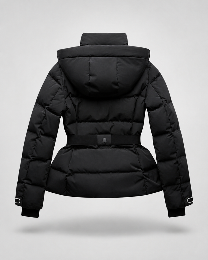 Rowena | Women's Belted Puffer Jacket with Detachable Hood