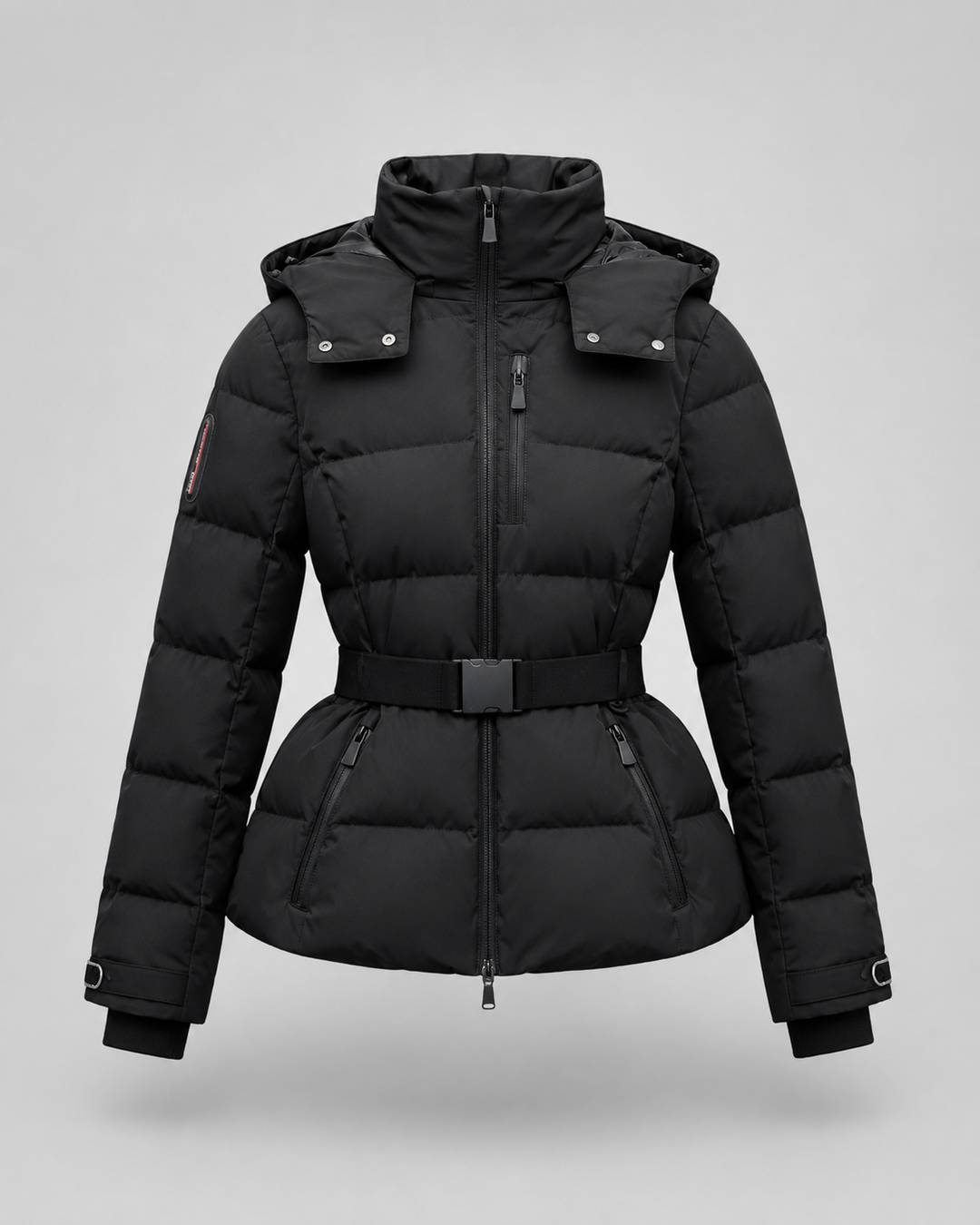 Rowena | Women's Belted Puffer Jacket with Detachable Hood