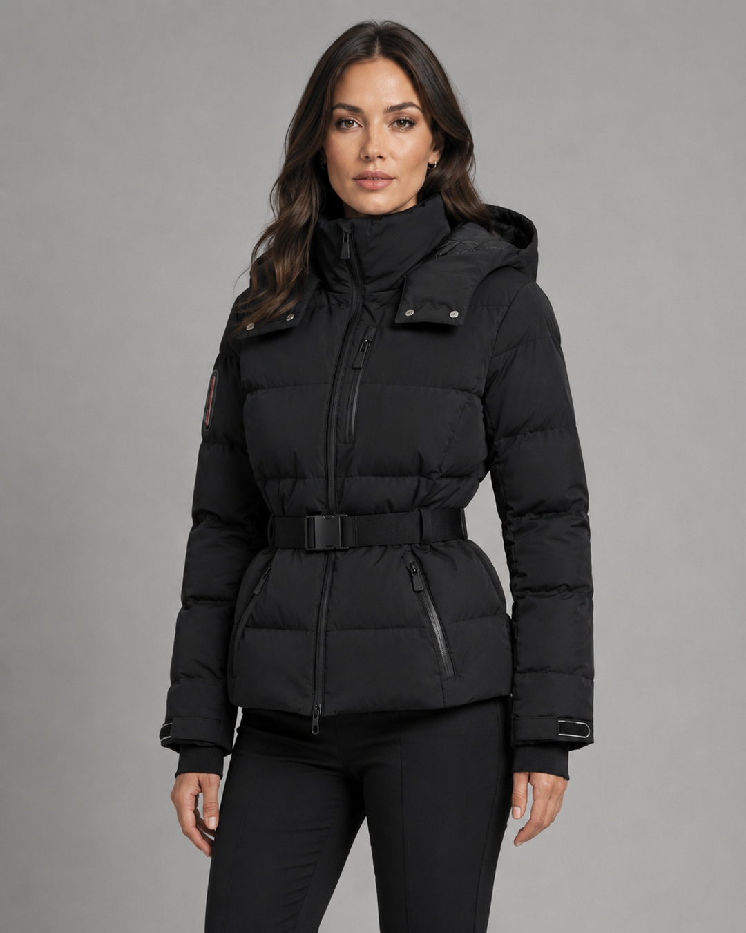 Rowena | Women's Belted Puffer Jacket with Detachable Hood