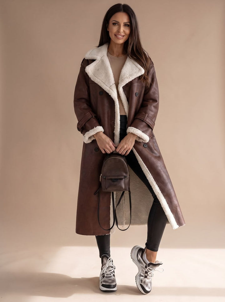 Nadia | Women's Belted Faux Leather Coat