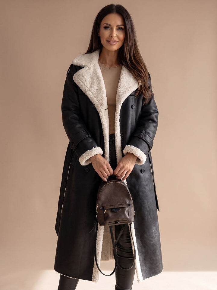 Nadia | Women's Belted Faux Leather Coat