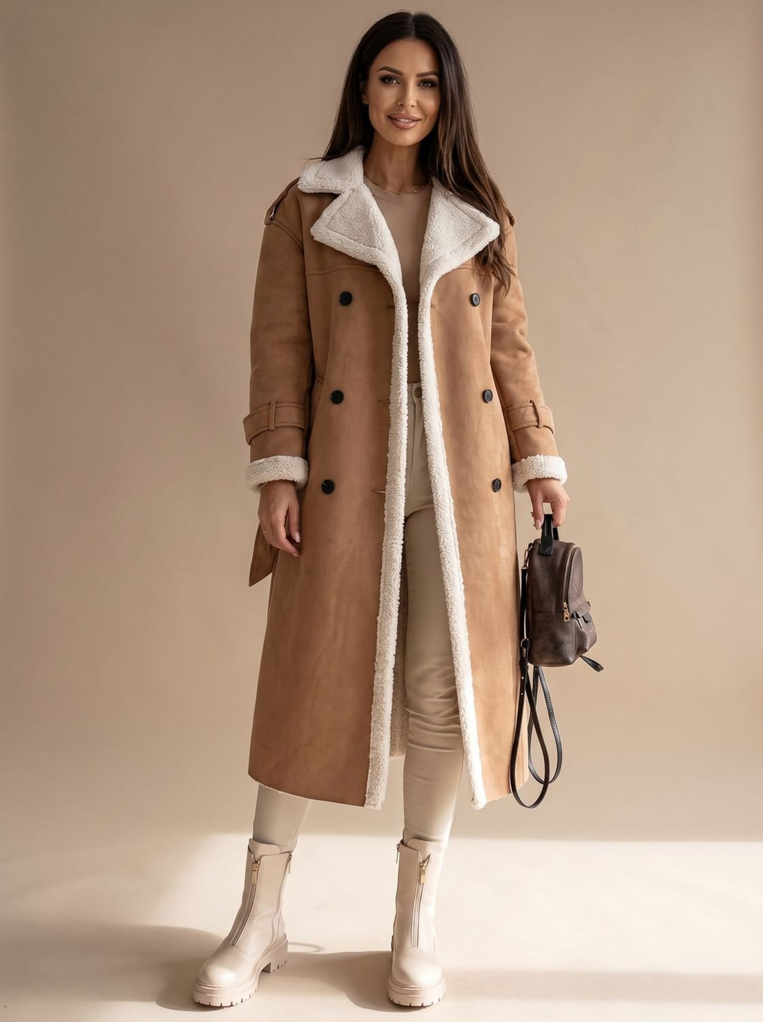 Nadia | Women's Belted Faux Leather Coat