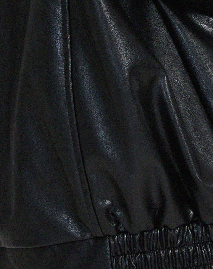 Isla | Women's Oversized Faux Leather Bomber Jacket