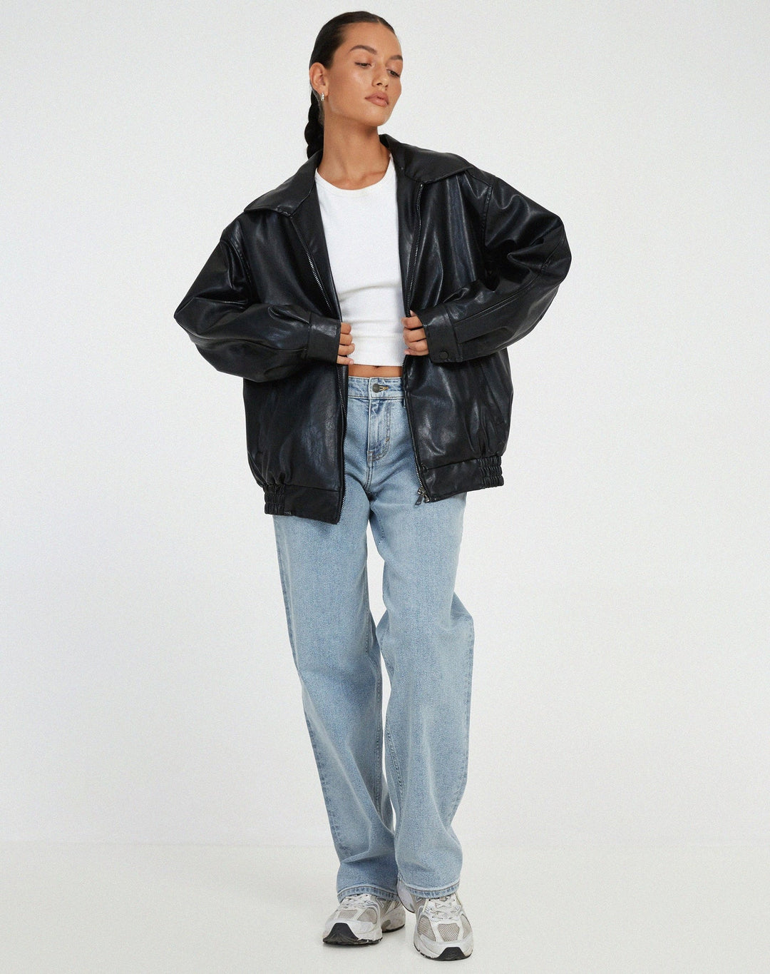 Isla | Women's Oversized Faux Leather Bomber Jacket